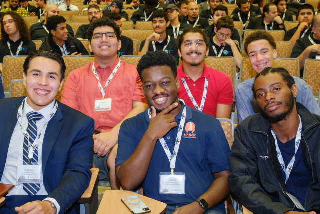 Students seated in auditorium